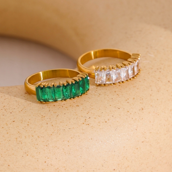 Chic Stainless Steel Color CZ Ring - Picture 4 of 8